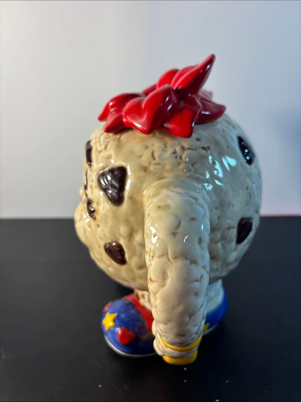 Fitz and Floyd Ceramic Character Teapot with Red Flower Top and Colorful Accents